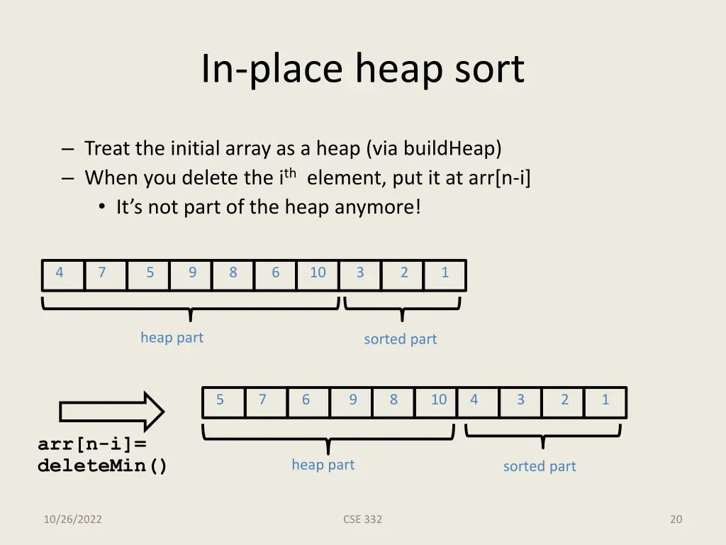 in place heap sort