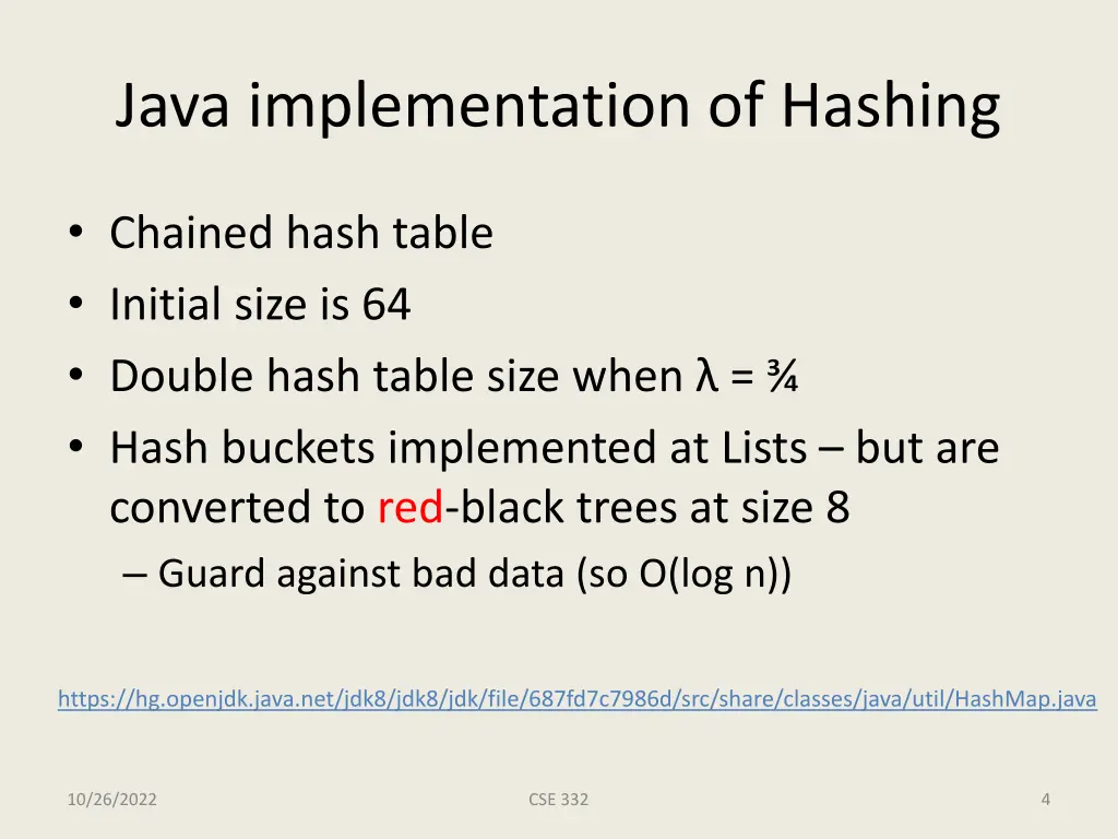 java implementation of hashing
