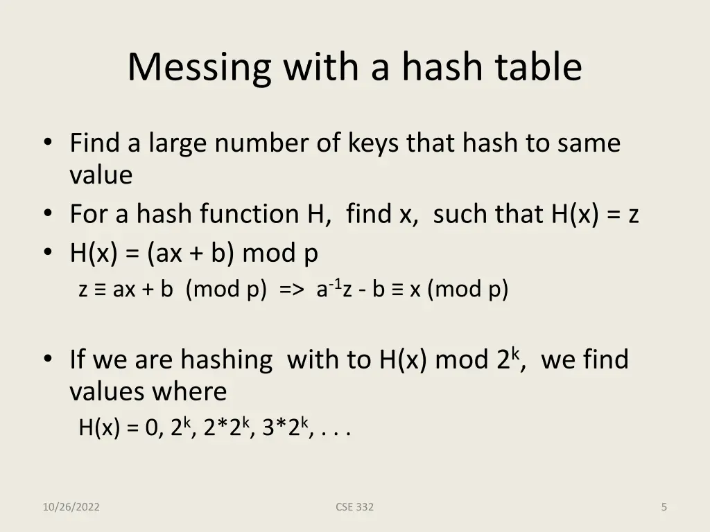 messing with a hash table