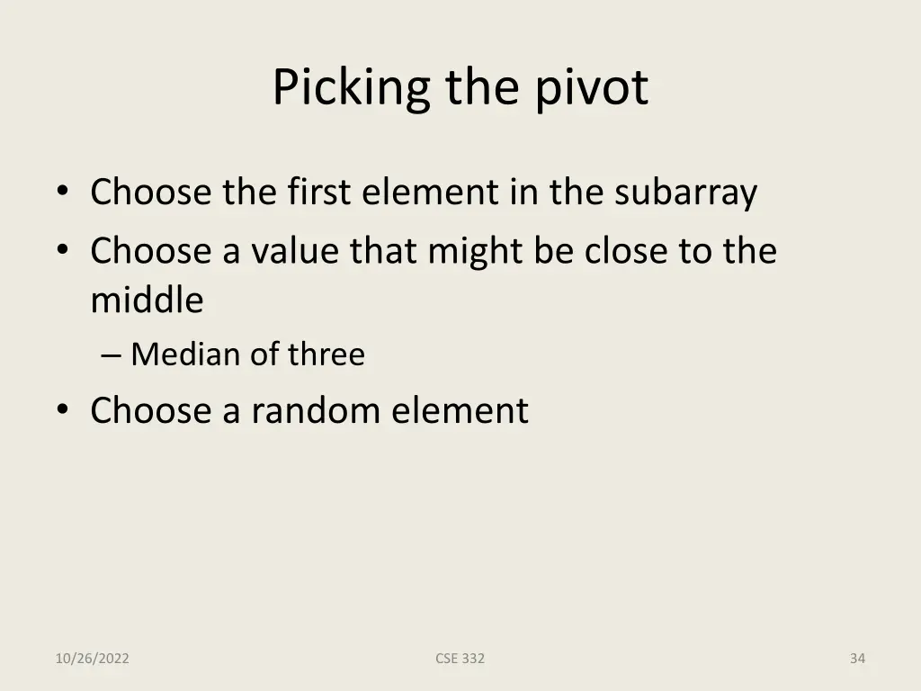 picking the pivot