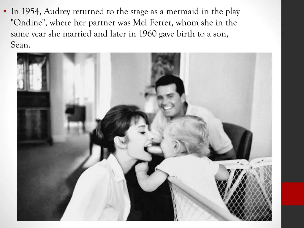in 1954 audrey returned to the stage as a mermaid