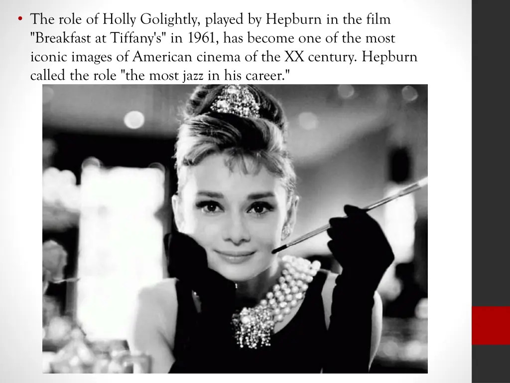 the role of holly golightly played by hepburn