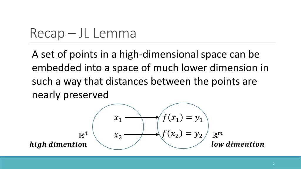 recap jl lemma