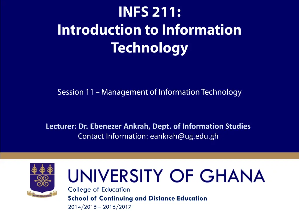 lecturer dr ebenezer ankrah dept of information