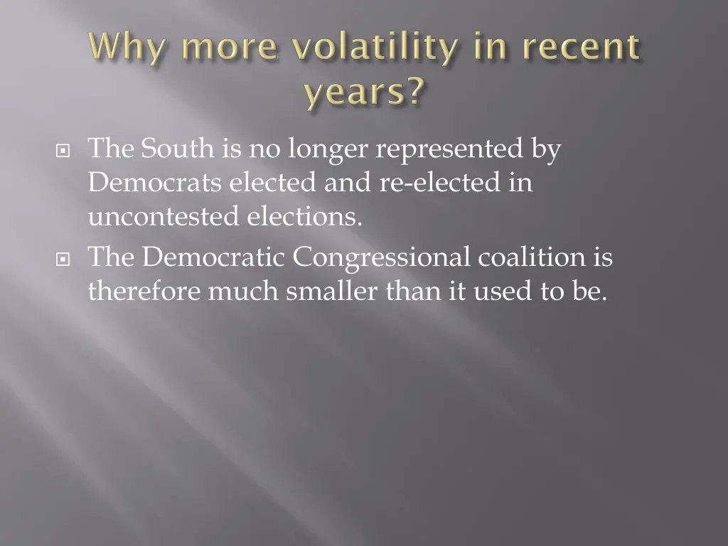 the south is no longer represented by democrats