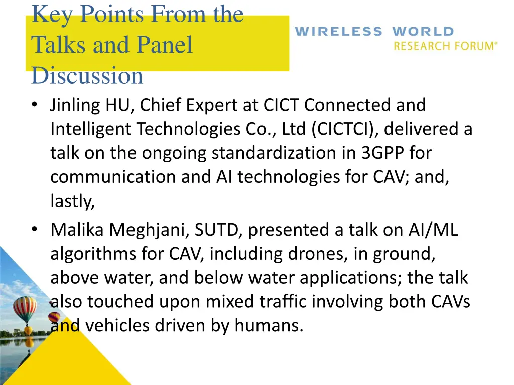 key points from the talks and panel discussion 1