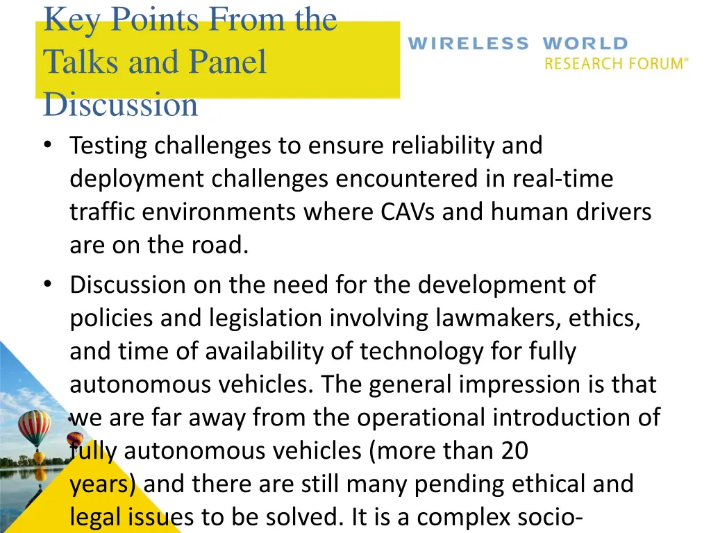 key points from the talks and panel discussion 3