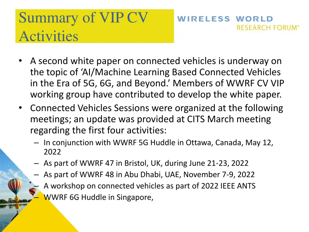 summary of vip cv activities