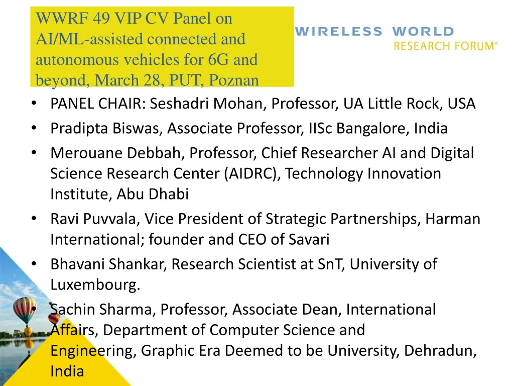 wwrf 49 vip cv panel on ai ml assisted connected
