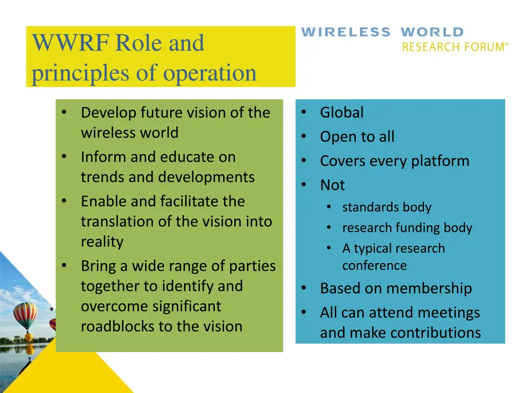 wwrf role and principles of operation