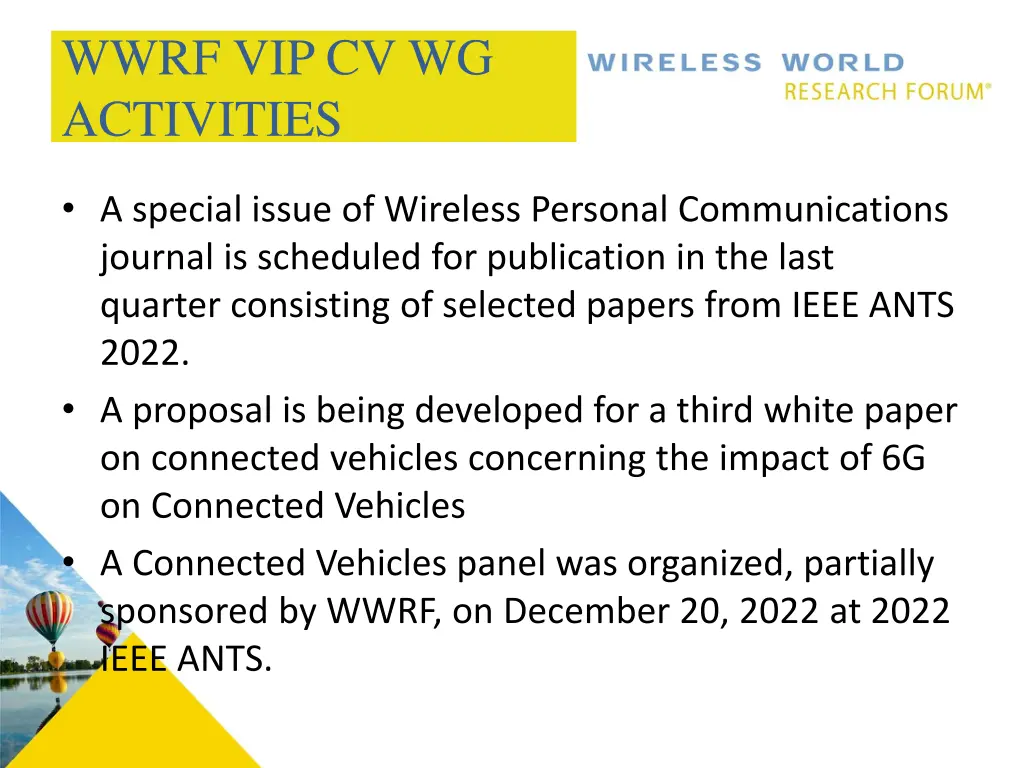 wwrf vip cv wg activities