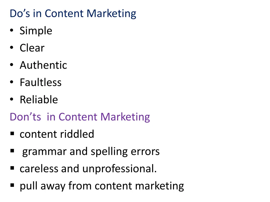 do s in content marketing simple clear authentic