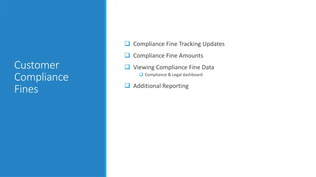 compliance fine tracking updates