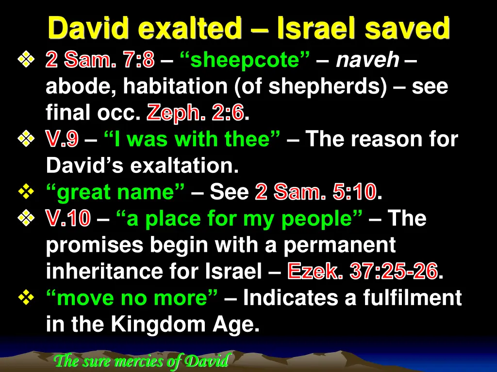 david exalted israel saved 2 sam 7 8 sheepcote