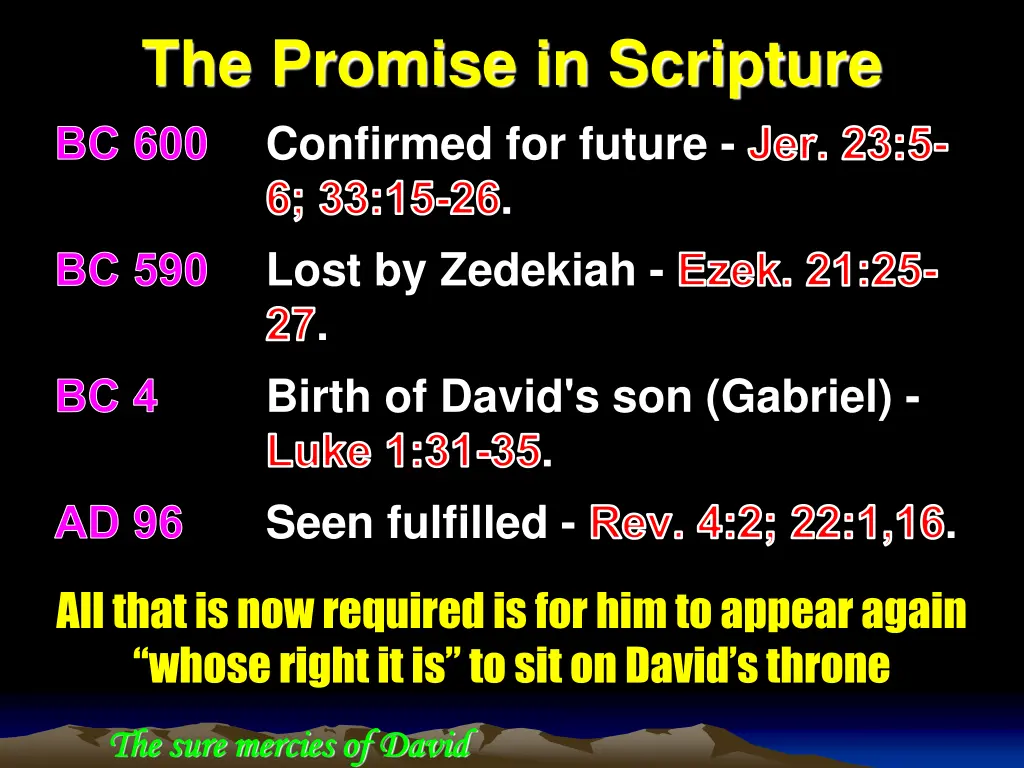 the promise in scripture bc 600 confirmed