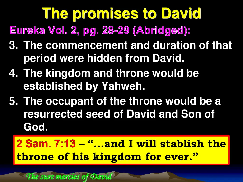 the promises to david eureka 1