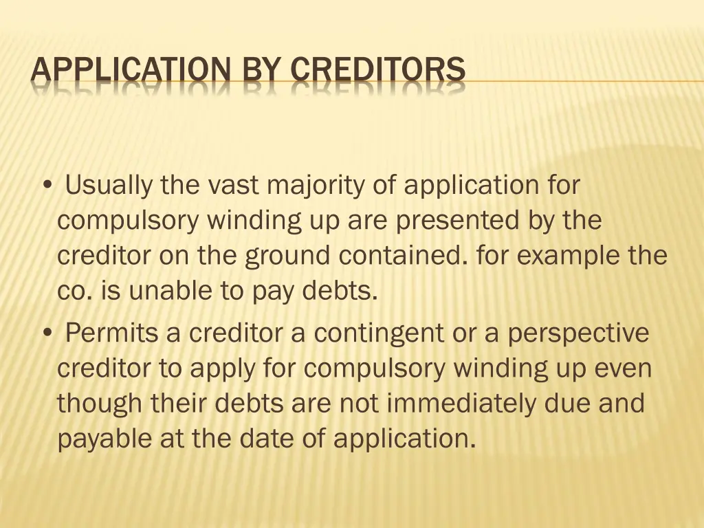application by creditors