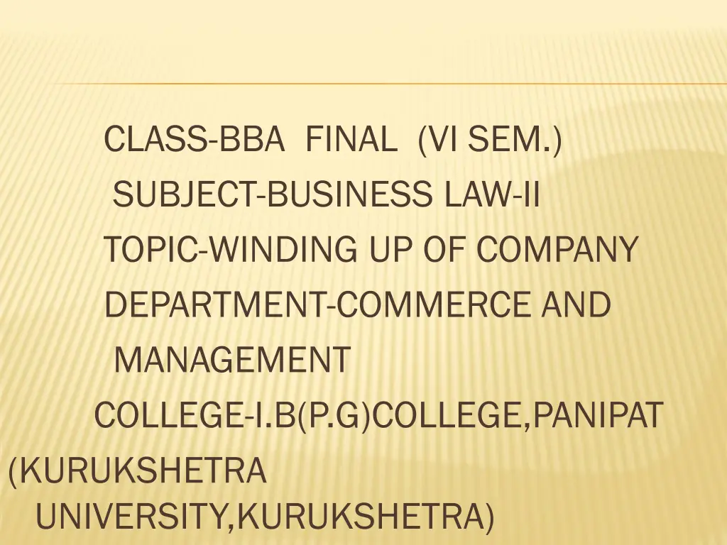 class bba final vi sem subject business