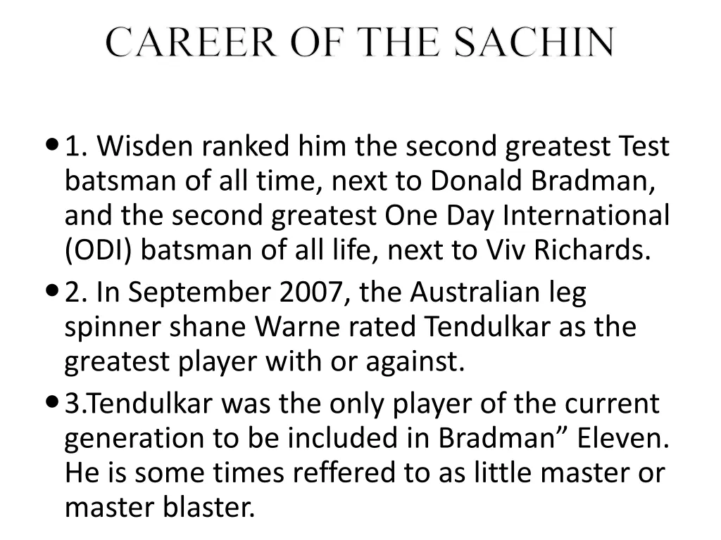 career of the sachin