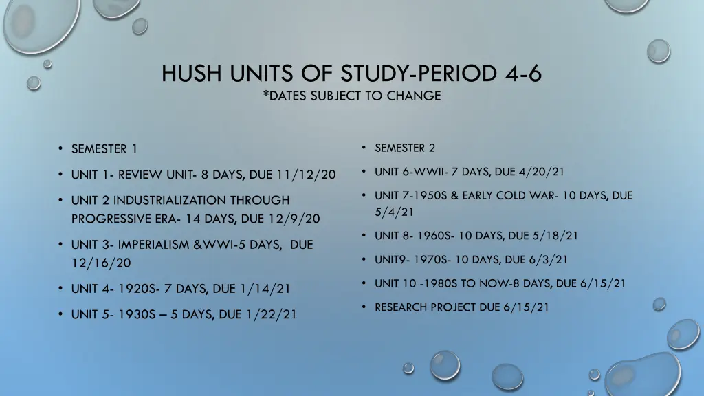 hush units of study period 4 6 dates subject