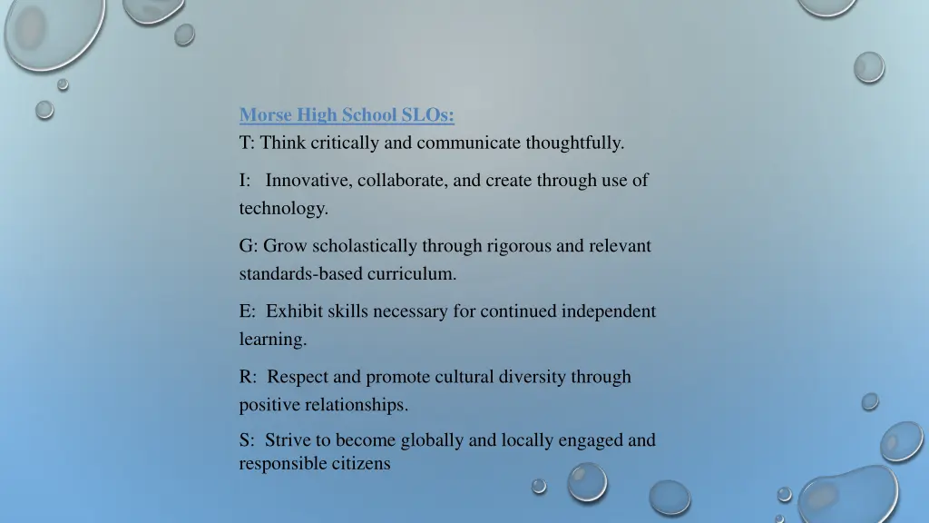morse high school slos t think critically