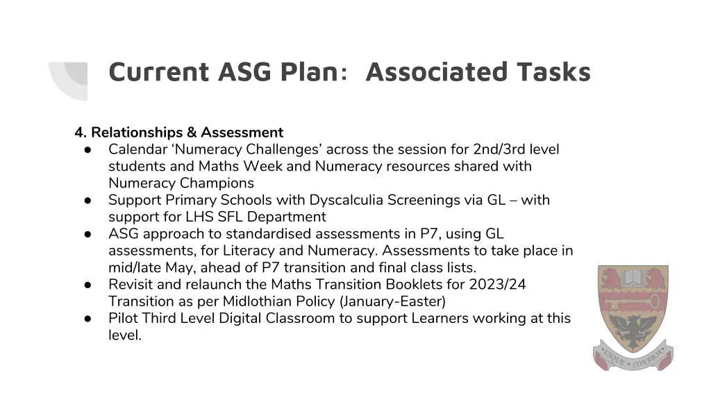 current asg plan associated tasks 3