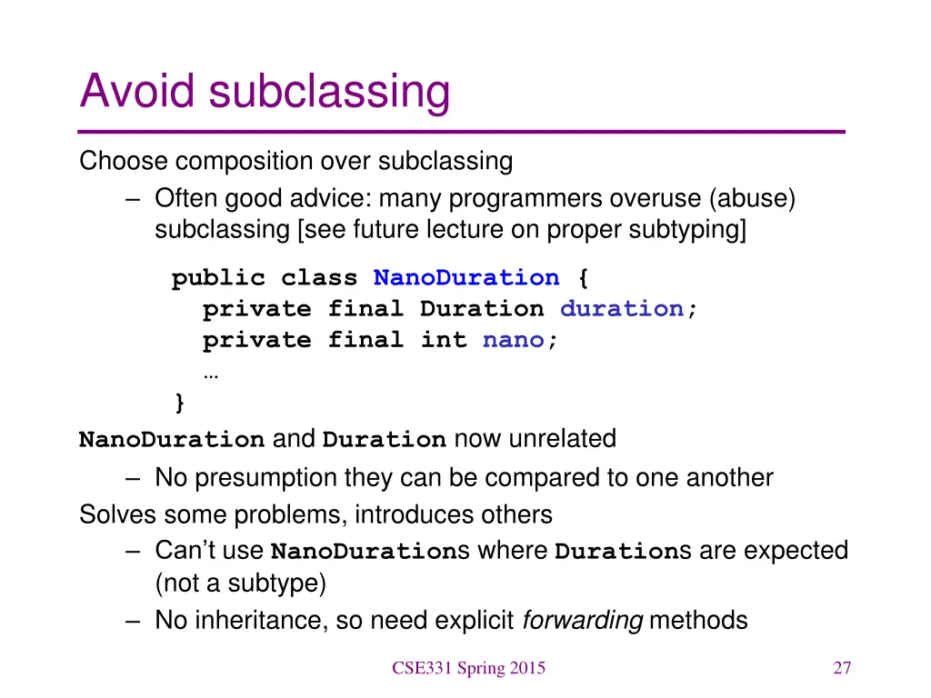 avoid subclassing