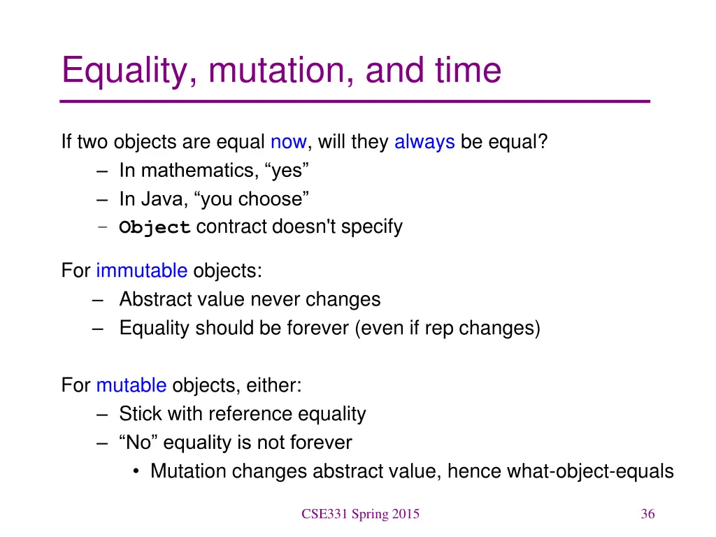 equality mutation and time