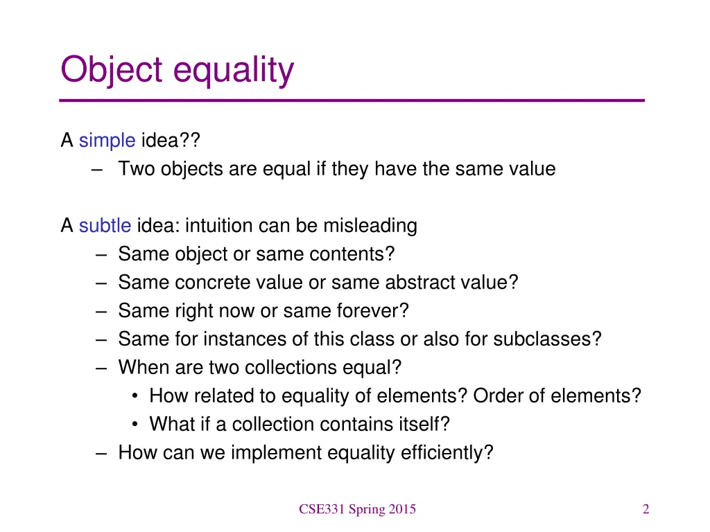 object equality