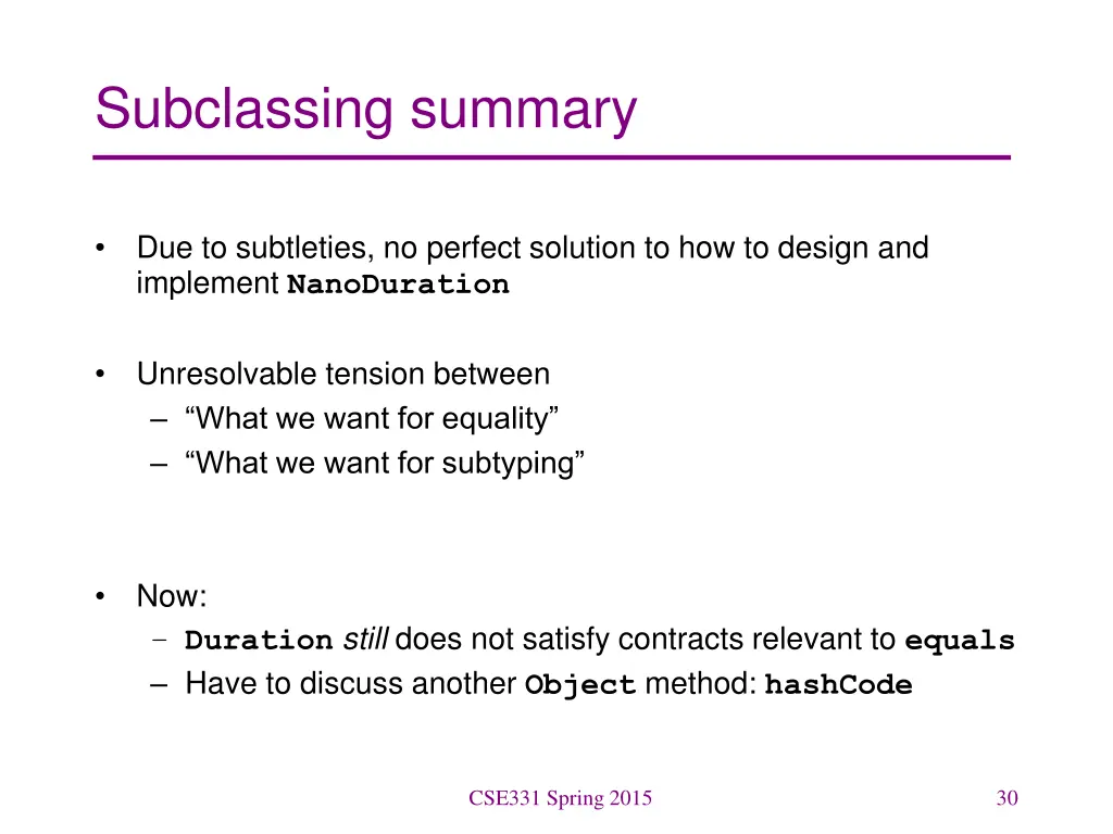 subclassing summary