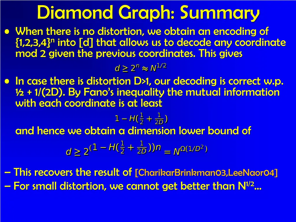 diamond graph summary when there is no distortion