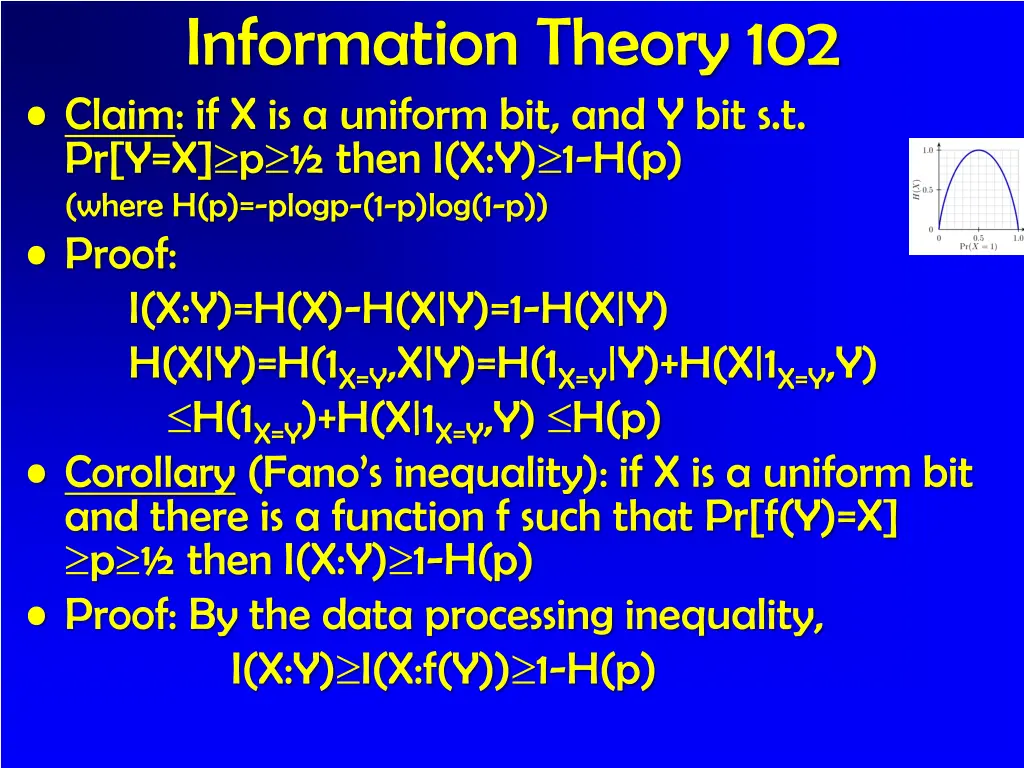 information theory 102 claim if x is a uniform