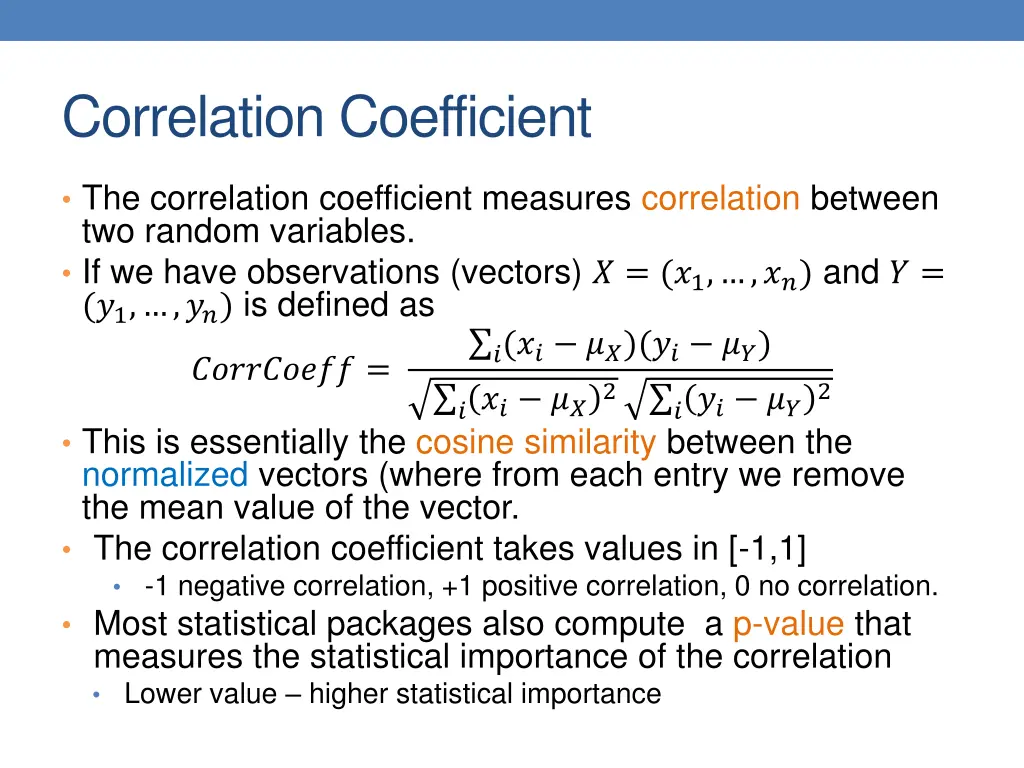 correlation coefficient