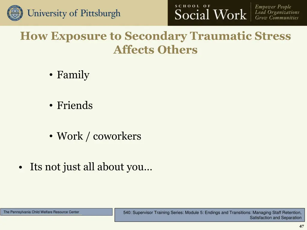 how exposure to secondary traumatic stress
