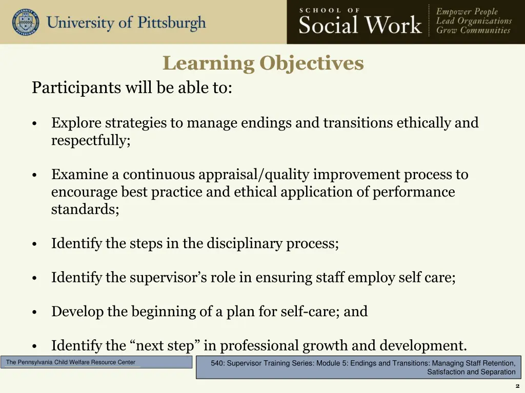 learning objectives
