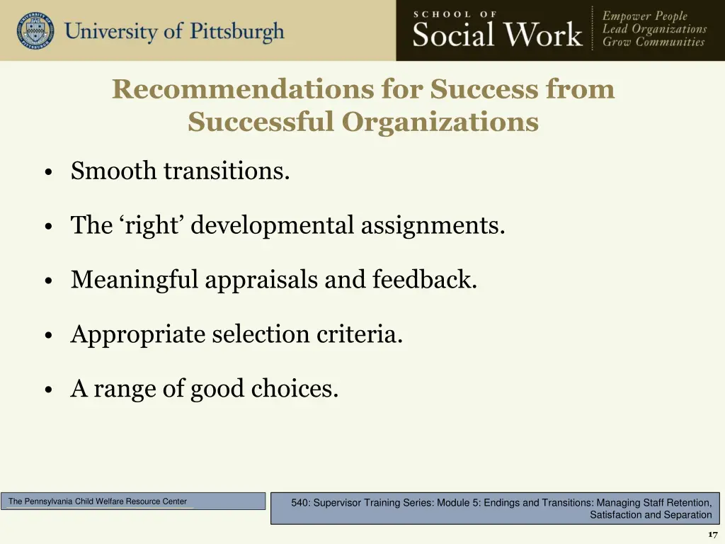 recommendations for success from successful