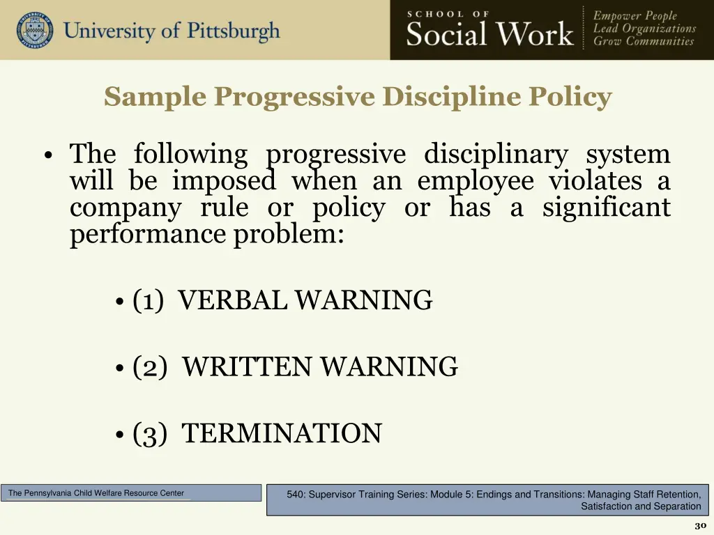 sample progressive discipline policy