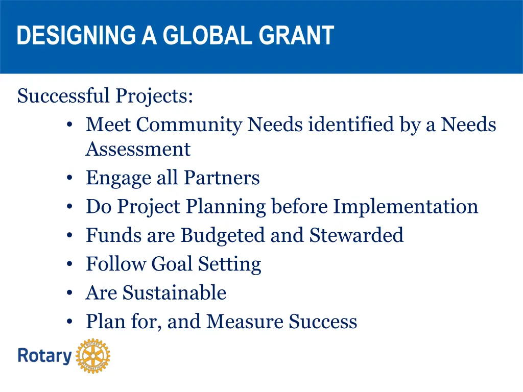 designing a global grant