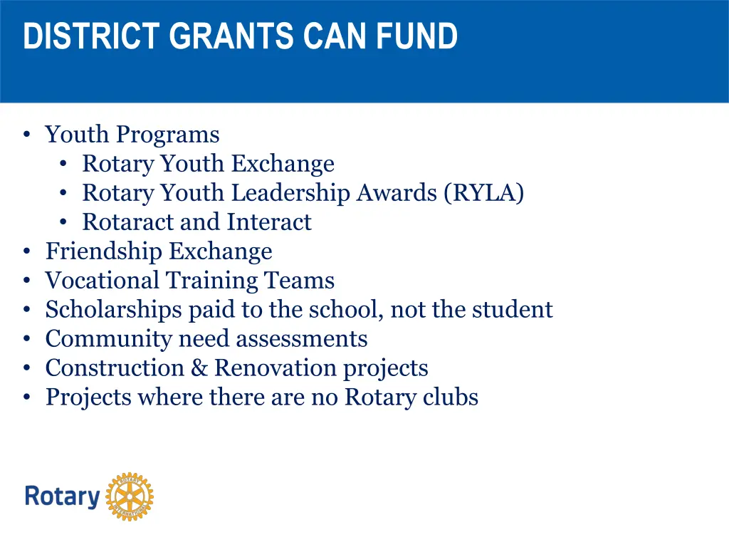 district grants can fund