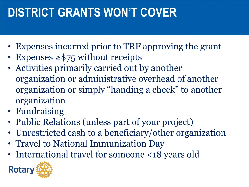 district grants won t cover