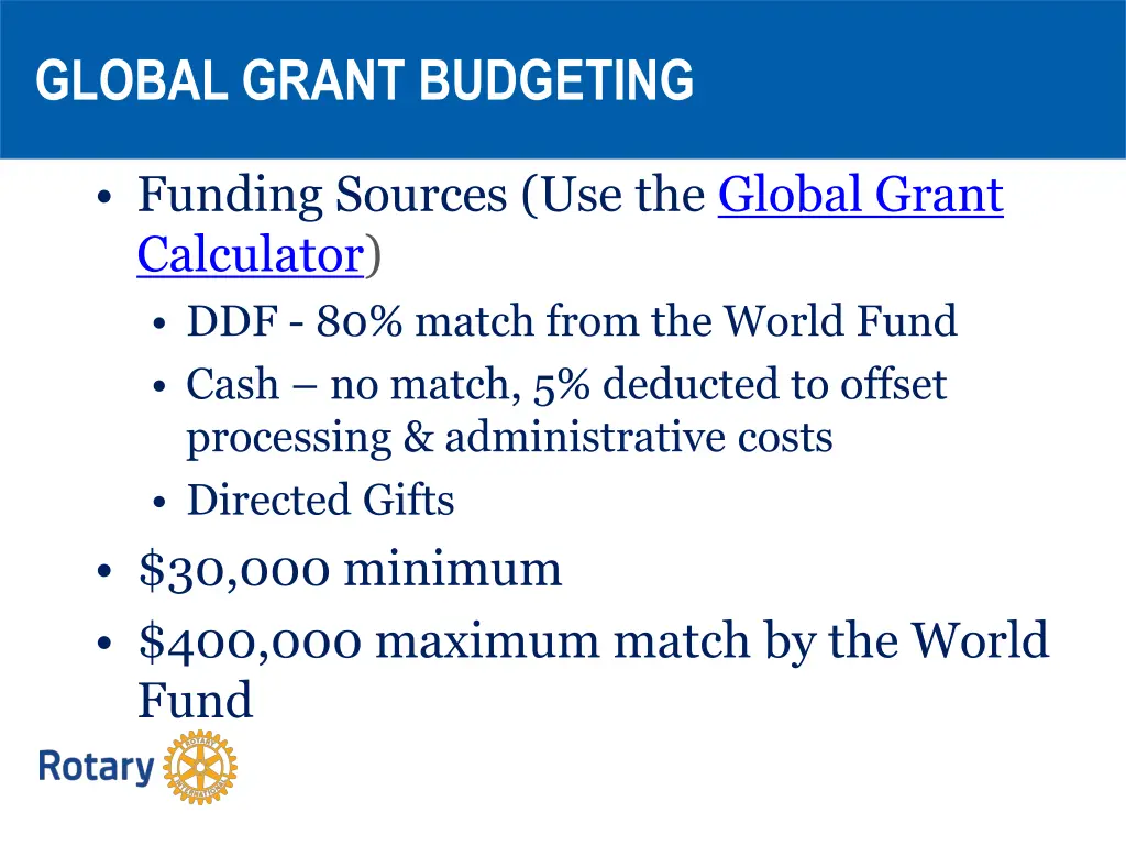 global grant budgeting