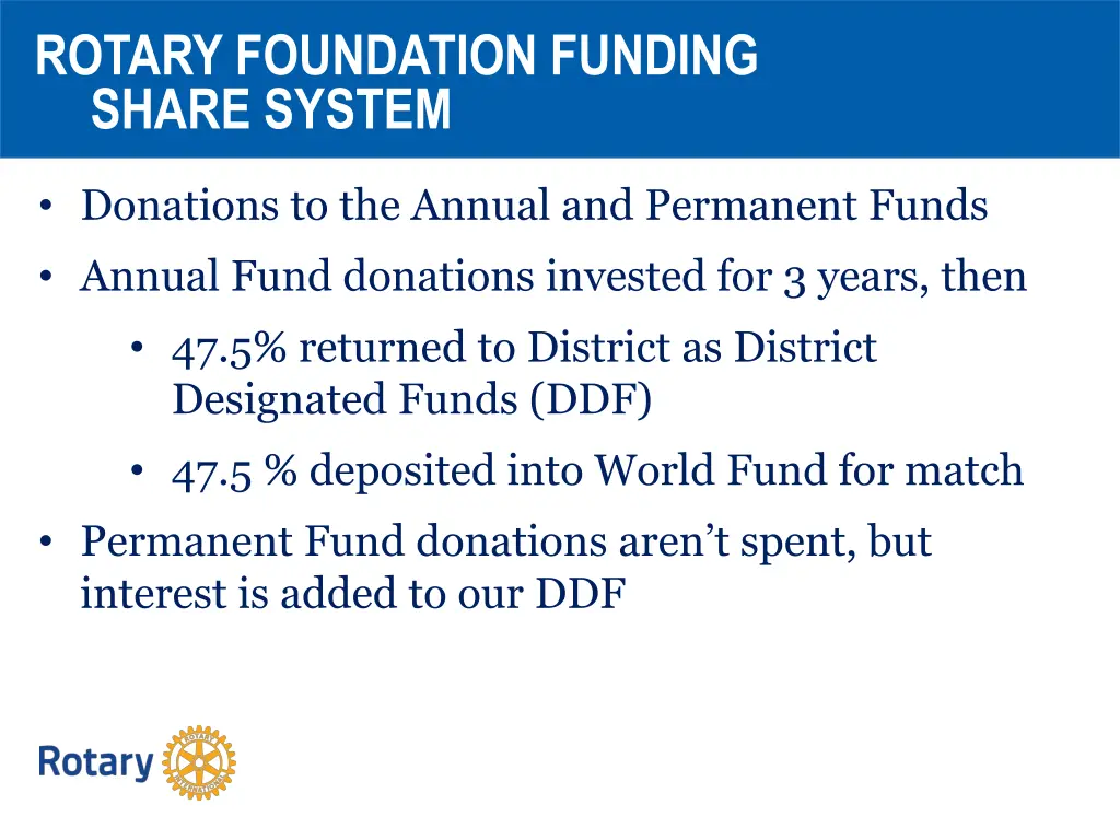 rotary foundation funding share system