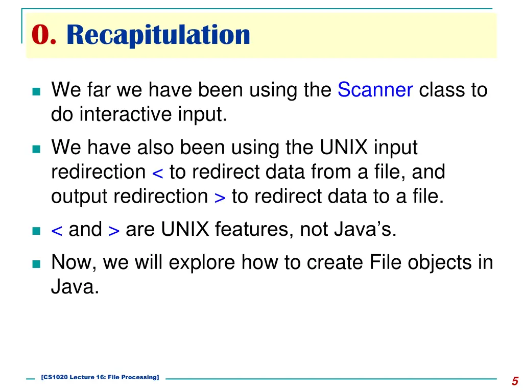 0 recapitulation