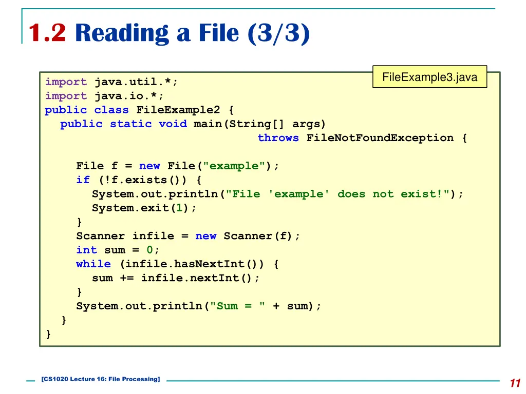 1 2 reading a file 3 3