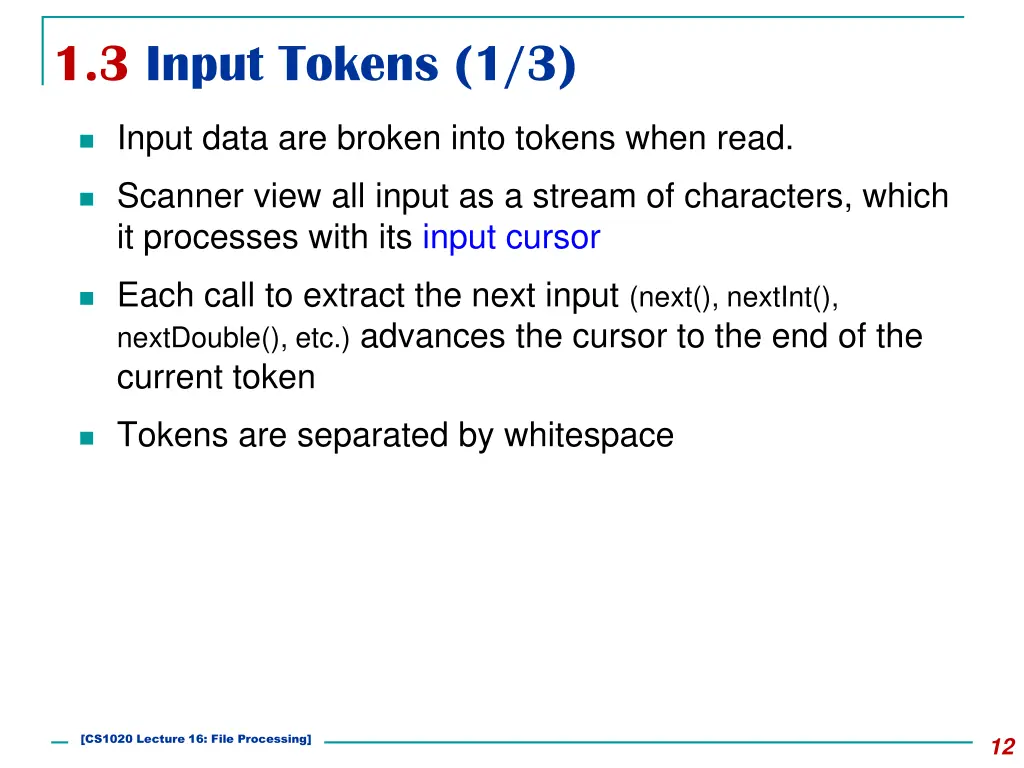 1 3 input tokens 1 3