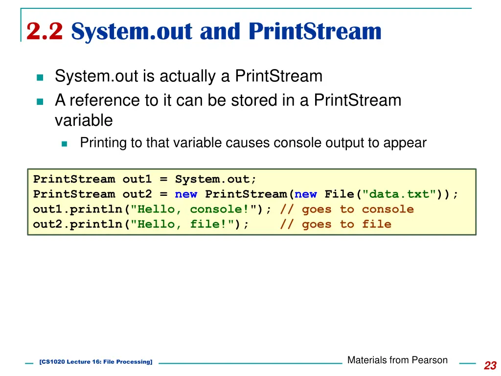 2 2 system out and printstream