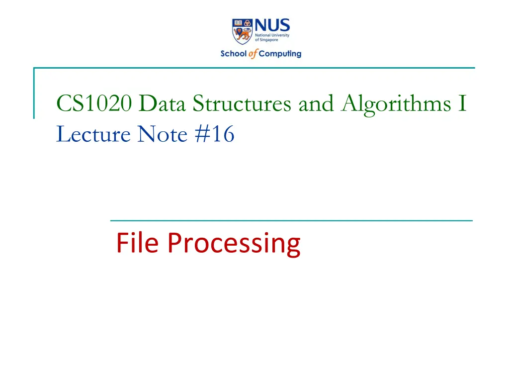cs1020 data structures and algorithms i lecture