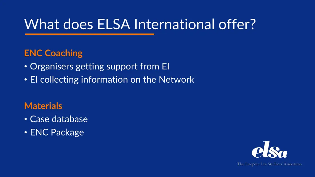 what does elsa international offer