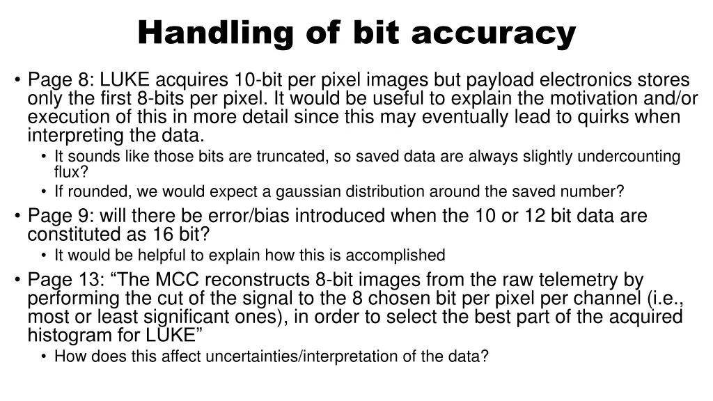 handling of bit accuracy