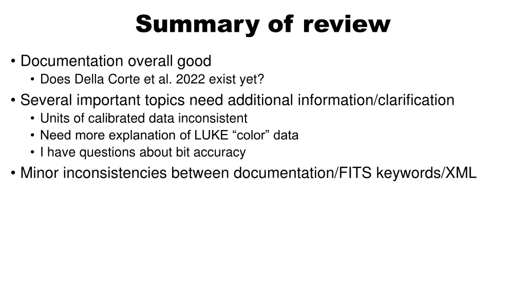 summary of review